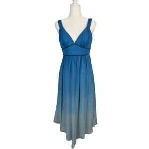 NWT Max and Cleo Silk Blue Ombre Fairy Party Dress 10 Midi Beaded Prom Wedding